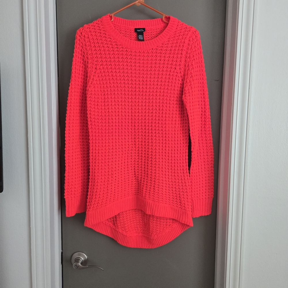 Rue21 Pink Crew Neck Sweater with Waffle Knit